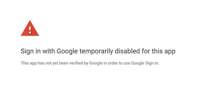 Sign in with google temporary disabled for this app