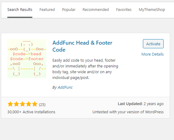 AddFunc Head & Footer Code Plugin